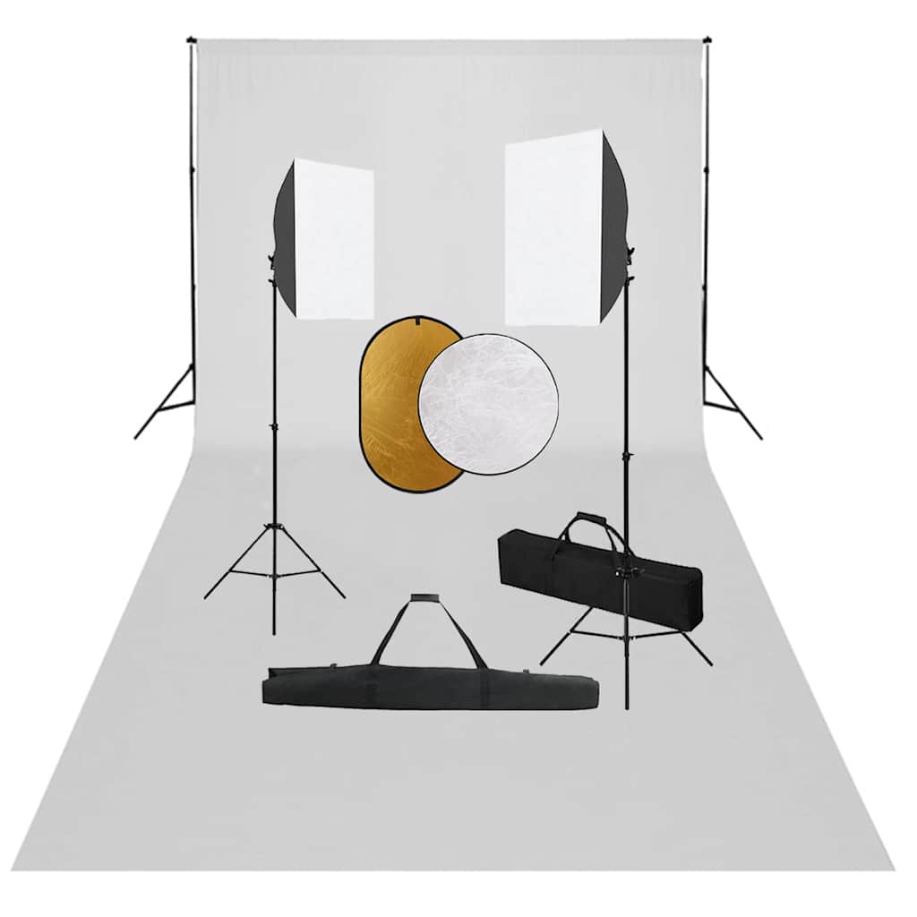 Vidaxl photo studio set with softbox lights, backdrop and reflector-0
