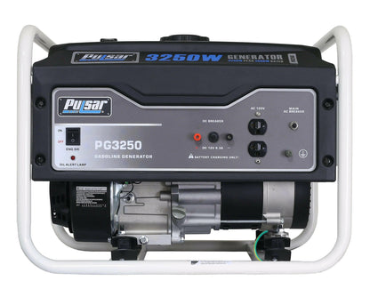 Pulsar 3250W Portable Gas Powered Generator, 2500 Running Watts, 4-Gallon Fuel Tank