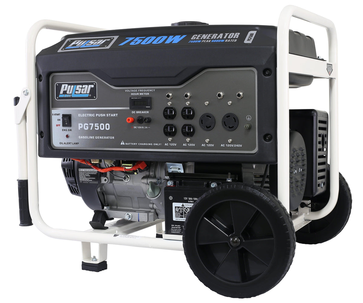 Pulsar 7500W Gas Powered Portable Generator with Electric Start and 240V Output