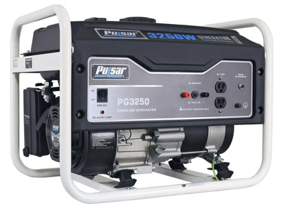 Pulsar 3250W Portable Gas Powered Generator, 2500 Running Watts, 4-Gallon Fuel Tank